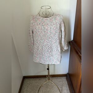Chico’s Size 1 Multicolor Knit Sweater 3/4 Sleeve Cotton Blend Women’s M